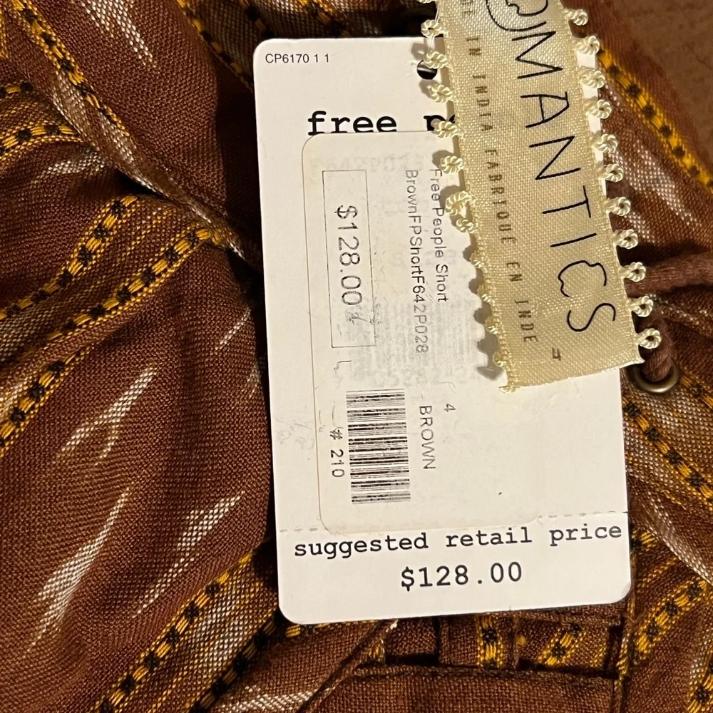 SOLD •$128 Free People New Romantics Brown Tribal Lattice Shorts - Picture 7 of 12
